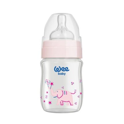 Biberon gura larga din sticla termorezistenta, cod 139, 120 ml, Wee Baby