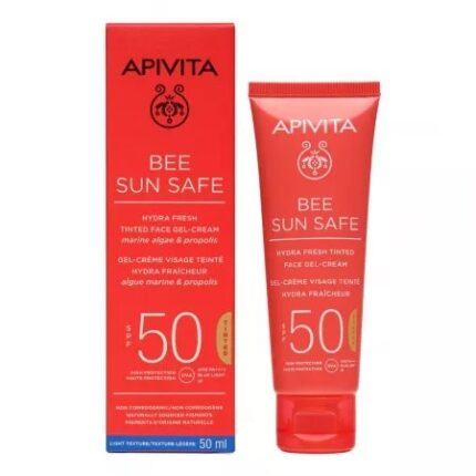 Crema-gel protectie solara pentru ten HydraFresh Colorata SPF50 Bee Sun Safe, 50 ml, Apivita