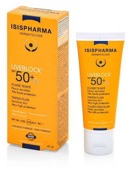 Fluid nuantator cu protectie solara Uveblock SPF50+ Tinted Fluid, 40ml, Isis Pharma
