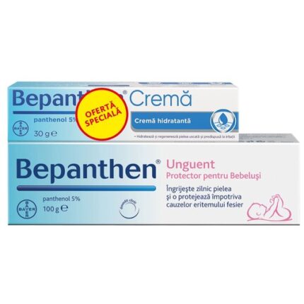 Pachet Unguent pentru iritatiile de scutec Bepathen, 100 g + Crema Bepanthen cu panthenol 5%, 30 g, Bayer