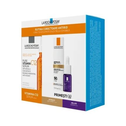 Pachet Vitamina C12 Serum 30 ml + Anthelios Age Correct SPF50 15 ml + Mela B3 Serum 10 ml, La Roche-Posay