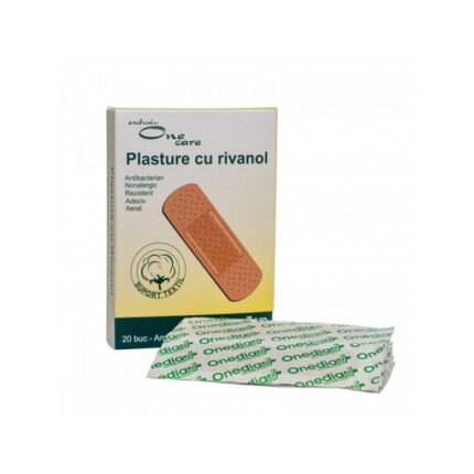Plasturi cu Rivanol, 6 × 10 cm – antiseptic și antibacterian, set 20 bucăți, One Care