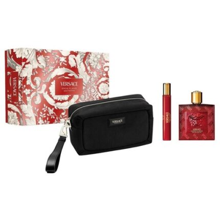Set Eros Flame Apa de Parfum 100 ml + Apa de Parfum 10 ml + Portfard, Versace