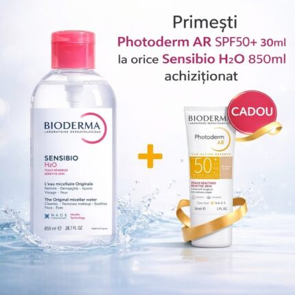 Solutie micelara cu pompa H2O Sensibio, 850 ml, Bioderma