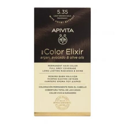 Vopsea de par My Color Elixir, Light Brown Gold Mahogany N5.35, N5.35 ml, Apivita