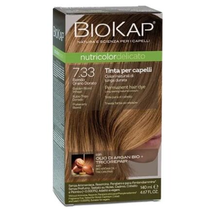 Vopsea permanenta pentru par Nutricolor Delicato, nuanta Golden Blond Wheat 7.33, 140 ml, Biokap